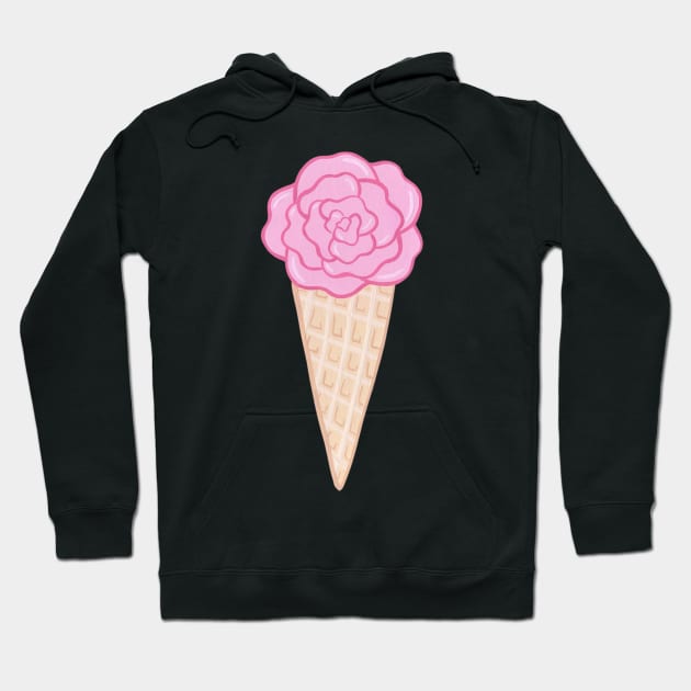 Pink flower ice cream cone Hoodie by NashTheArtist